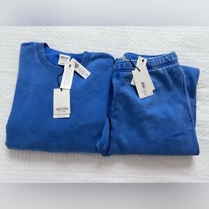 Aritzia Sunwashed Jazz Blue Sweat Set - crew neck & Joggers